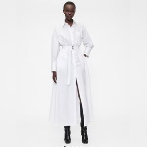 GAP StudioWhite Long Sleeve Belted poplin Dress MSRP $178